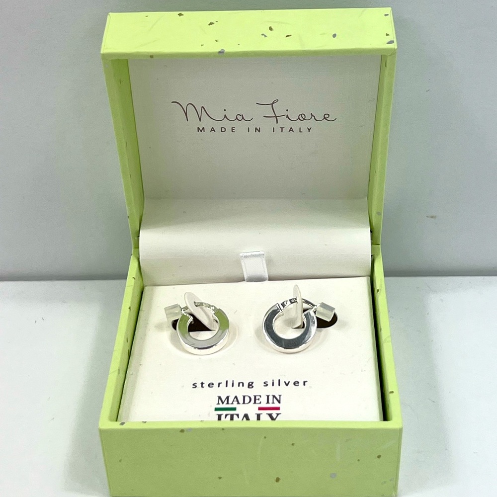 MÍA FIORE 💯STERLING SILVER, SILVER COLOR, PAIR OF HOOP EARRINGS, 925 STAMPED